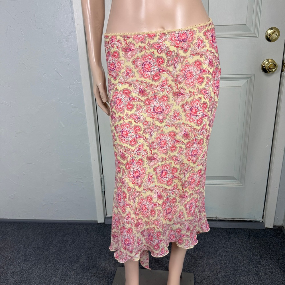 Vintage Y2K My Michelle Womens Skirt M Floral Midi Pull on Polyester USA Vv15